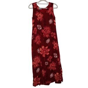 Vintage Rabbit Designs Red Double Lined Maxi Summer Dress Size 14M